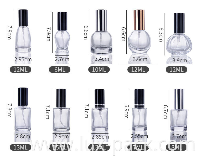 Customized Color 4ml 5ml 6ml 7ml Empty Glass Perfumes Spray Lotion Bottle